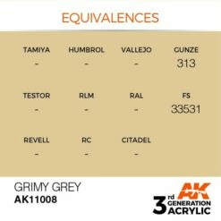 AK Interactive 3rd Gen Acrylic Grimy Grey 17ml 5 AK Interactive 3rd Gen Acrylic Grimy Grey 17ml -Bandai Sales EQUIVALENCES 08
