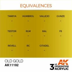 AK Interactive 3rd Gen Acrylic Old Gold 17ml -Bandai Sales EQUIVALENCES 192