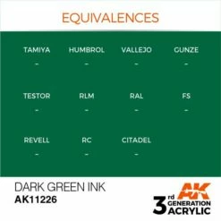 AK Interactive 3rd Gen Acrylic Dark Green INK 17ml -Bandai Sales EQUIVALENCES 226