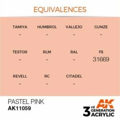 AK Interactive 3rd Gen Acrylic Pastel Pink 17ml -Bandai Sales EQUIVALENCES 59 1