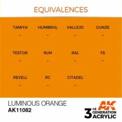 AK Interactive 3rd Gen Acrylic Luminous Orange 17ml -Bandai Sales EQUIVALENCES 82