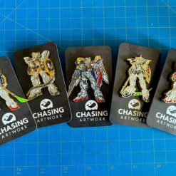 Limited Chasing Artwork Gundam Wing Enamel Pin -Bandai Sales IMG 2992 scaled